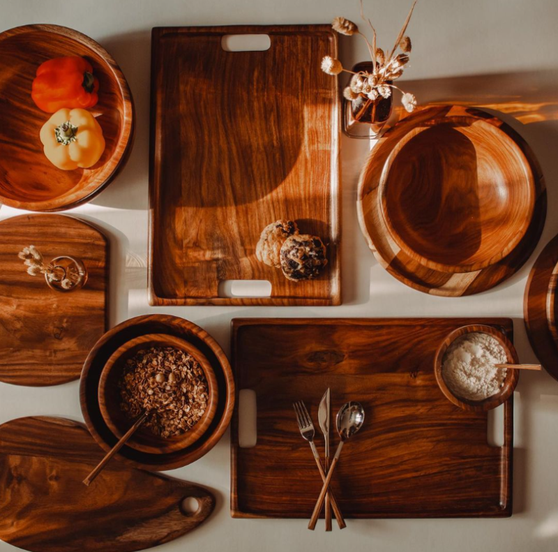 Large wooden serving tray