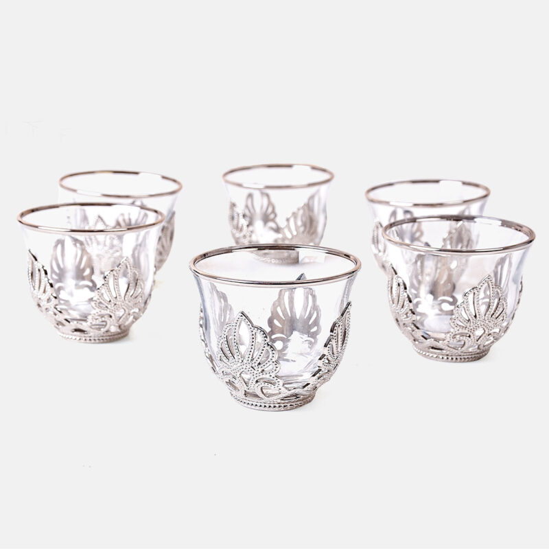 Turkish glass coffee cup set, 6 cups