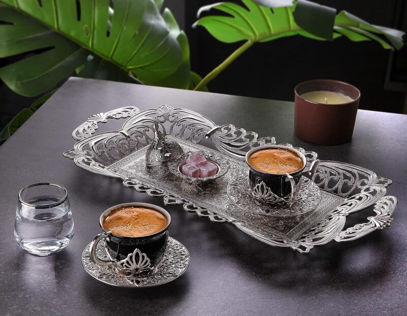 Black double coffee serving set