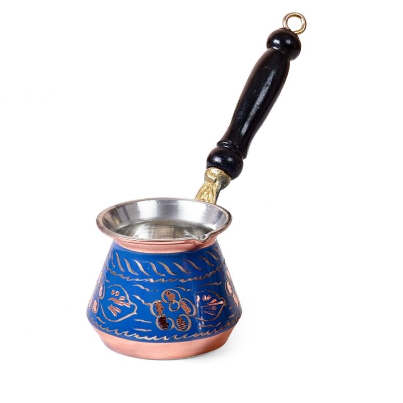 Turkish Copper Coffee Pot in Blue Color